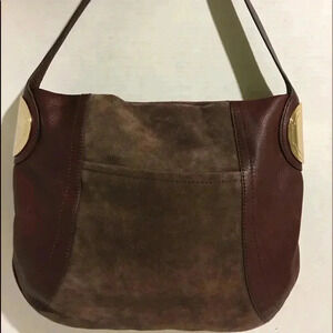 B. Makowsky Brown suede/ leather hobo bag